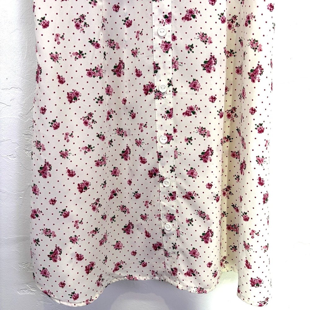 Trixxi Woman's Babydoll Mini Dress Size M White Pink Floral Dots Coquette Twee - Picture 3 of 12
